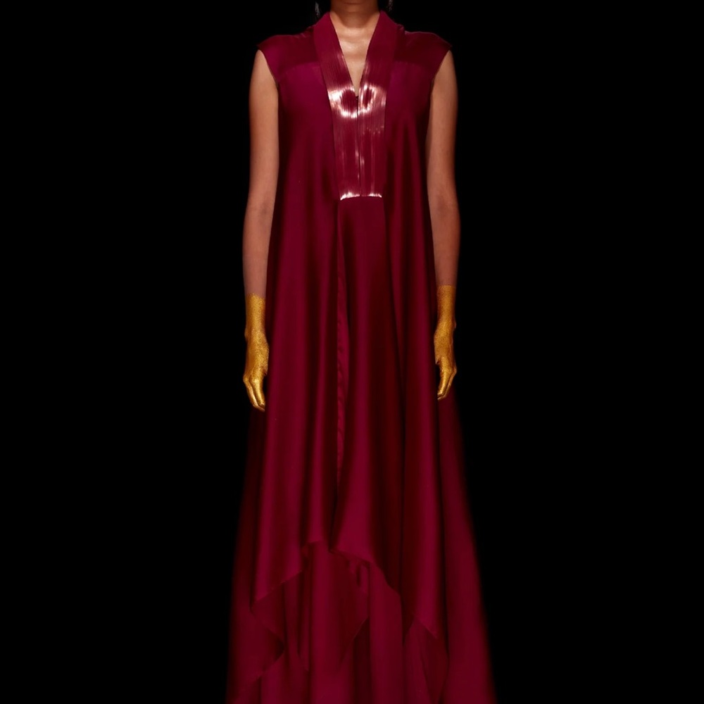 NWT draped metallic Plum dress / gown size XXL